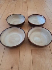 SANGO NOVA BROWN SET OF FOUR COUPE CEREAL SOUP BOWLS 6 5/8" NICE BROWN TAN