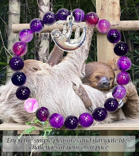 Sloth Bracelet for Women Sloth Lover Gifts Purple Bracelet Sloth Charm Jewelry S - Picture 5 of 7