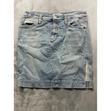 Tommy Hilfiger Womens Light Wash Denim Mini Skirt Size 10 Stretch Asymmetrical