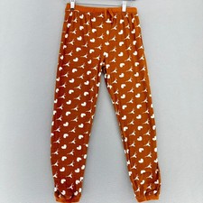 Y2K Red Oak Sportswear Kids Pajama Pants Brown White Longhorn Heart Print 14/16