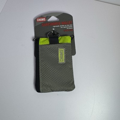 New Chums Surfshorts Wallet RFID Blocking Slim Zippered Grey Lime Citrus