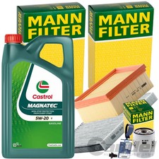 MANN INSPEKTIONSPAKET+5L CASTROL 5W20 MOTORÖL passend für FORD BMAX FIESTA 6 1.0