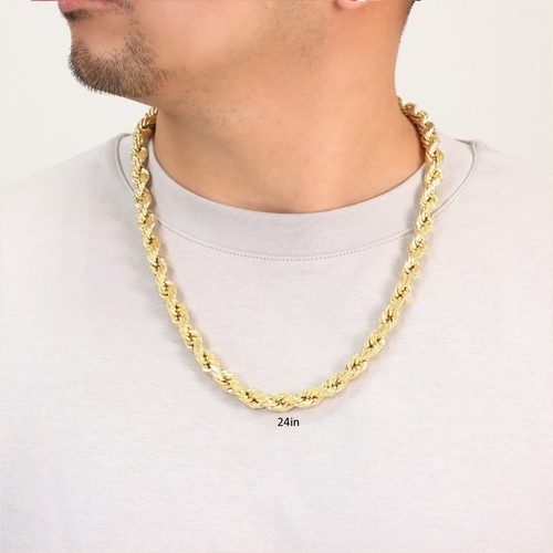 10K Yellow Gold 1.5mm-10mm Diamond Cut Rope Chain Necklace Mens Women 16"- 30" - Picture 59 of 120