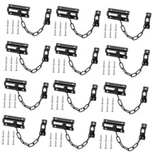 12 Set Door Chain Lock Guard Sturdy  Rust-Resistant Carbon Steel Chain Black