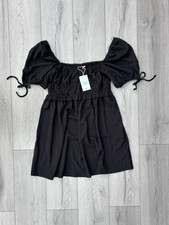 Gina Tricot Black Puff Short Sleeve Mini Dress. Size XL