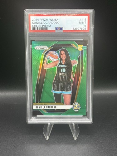 2024 Panini Prizm WNBA Kamilla Cardoso #149 Green Variation Rookie Card MT PSA 9