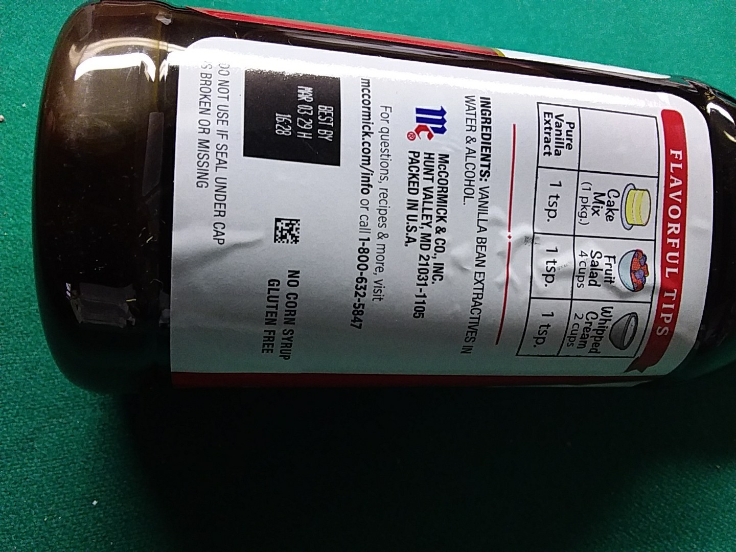 McCormick Vanilla Extract, Pure, Gluten Free, Non-GMO, 16 Fl Oz (Pack of 1) 