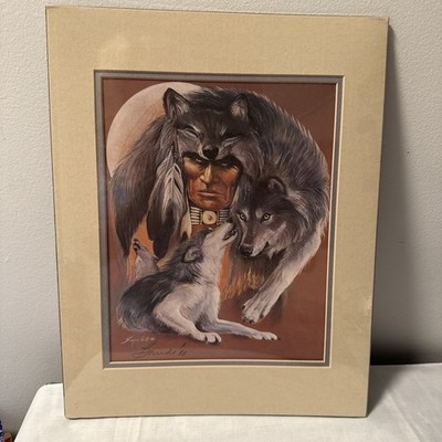 CAROL BOURDO  ''I AM WOLF'' UNFRAMED Art Print Native American Indian See Pictures