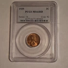 1939 Lincoln Wheat Small Cent PCGS MS66 RD Business Strike Philadelphia