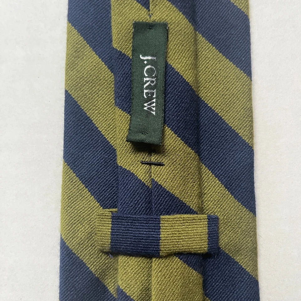De colección J. Corbata Cuello Redondo Repp Rayas Seda Cachemira Trad Ivy Preppy Azul Marino Verde Oliva Foto 2 de 4