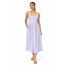 J. Crew Button Front Eyelet Midi Dress Periwinkle Purple Shadow Size 8