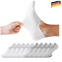 10 Paar Unsichtbare Sneaker Socken Damen Herren Baumwolle Schwarz GrößE 35-42