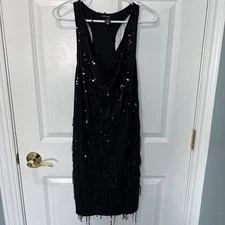 DKNY Sequined Black Tank Dress, “flapper” Style.  Women’s Medium