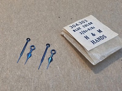 2 Sets Of Factory NOS Waltham 3/0-6/0 Heavy Blue Spade Hour/Minute Hands-135/75