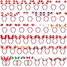50 Pcs Christmas Headbands Santa Reindeer Antlers Headbands Christmas Accesso...