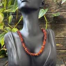 Vintage Baltic Amber Chip Bead Strand Necklace, Silver Spring Ring Clasp