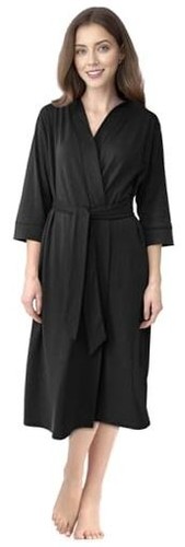 Women's Robe Long Knit Bathrobe 3/4 Sleeves Soft Kimono Lightweight Loungewear - Picture 1 of 7