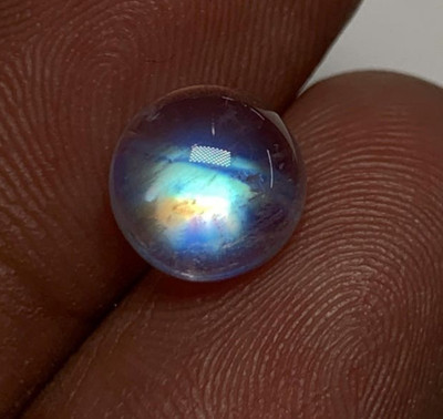 AAAAA Natural Blue Flashy Fire Rainbow Moonstone Round Shape Cabochon Size 8 MM
