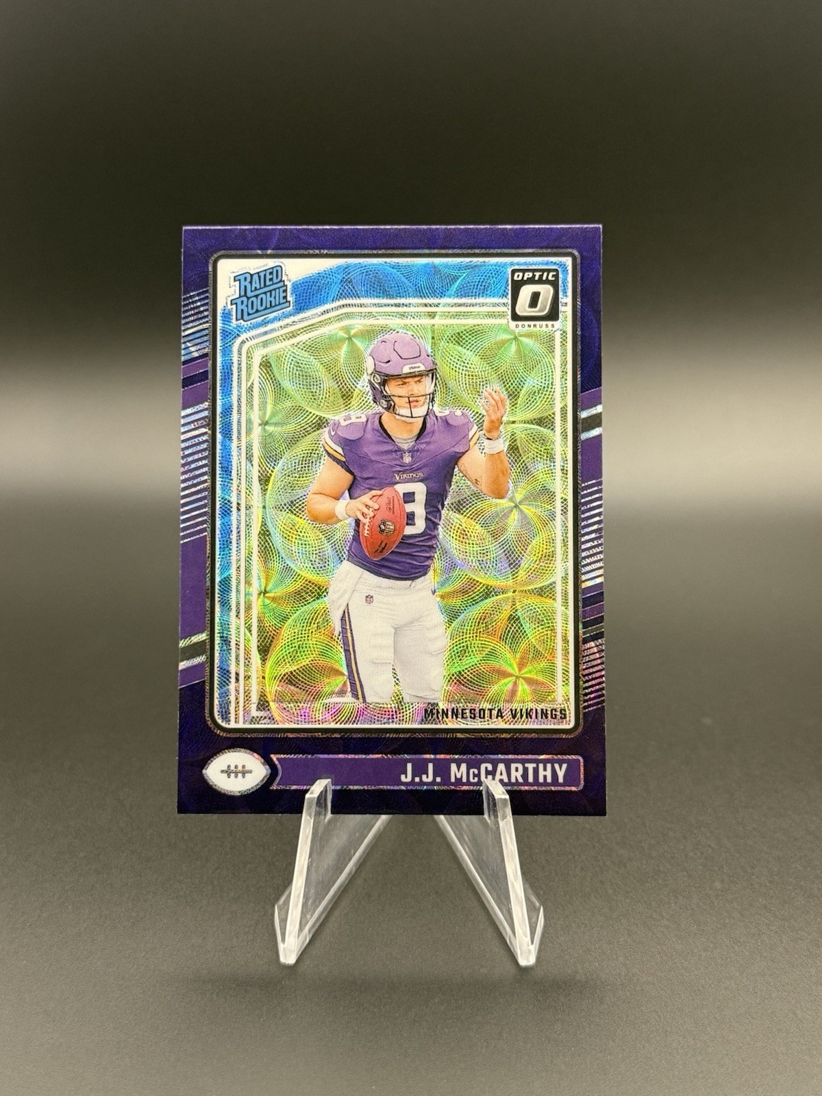 2024 Panini Donruss Optic - Rated Rookie J.J. McCarthy #235 Purple Scope (RC)