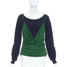 JW ANDERSON green navy deconstructed cami draped sweater L