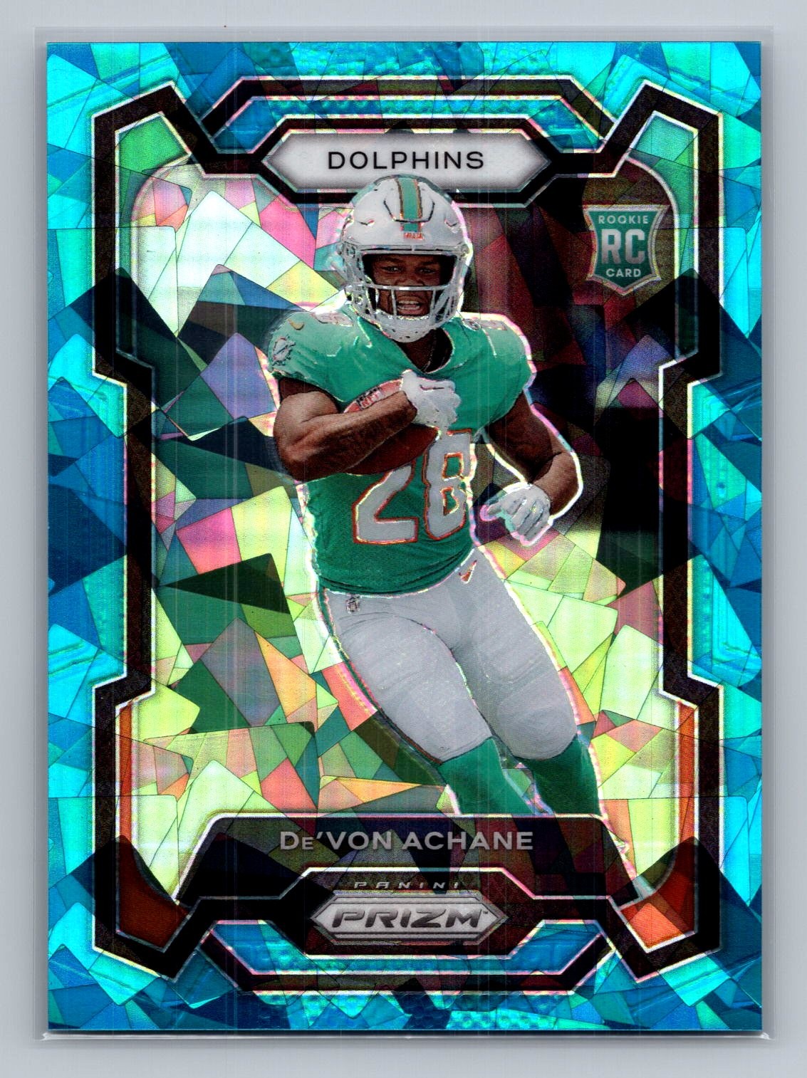 De'Von Achane 2023 Panini Prizm #365 Blue Ice #/99 Rookie RC
