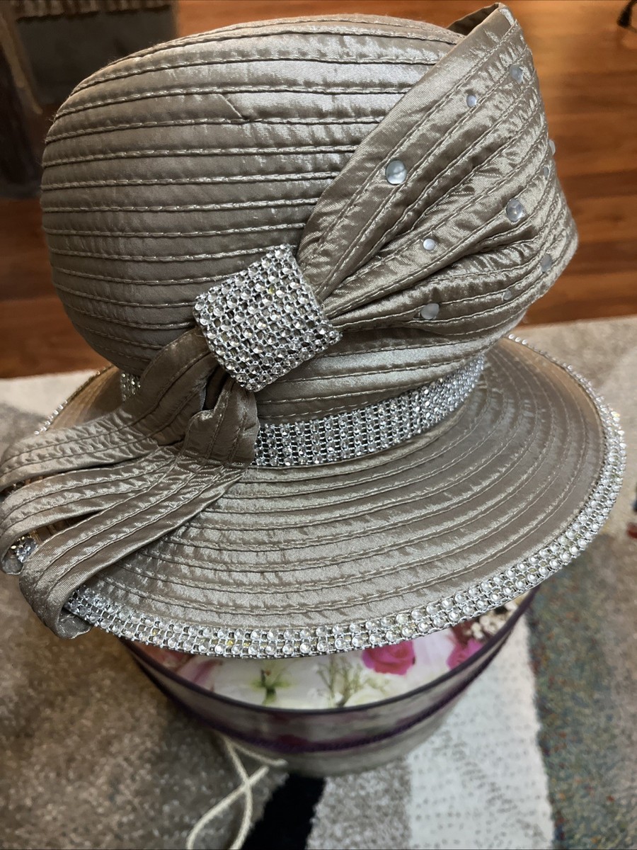 Taupe Fashion Hat Rhinestones Bow Asymmetrical Wedding  display picture 3
