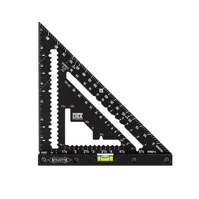 Stiletto STSQ7-L 7'' Carpenter Square with Level Aluminum Black