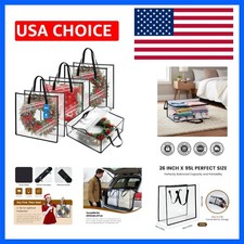 4 Pack 26 Inch Clear Storage Bags, 95L Large Clothes Storage Bags with Zipper...