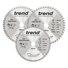 Trend Wood Circular Saw Blades, 250mm Diameter, 30mm Bore, 48/60/84 Teeth, 3m...