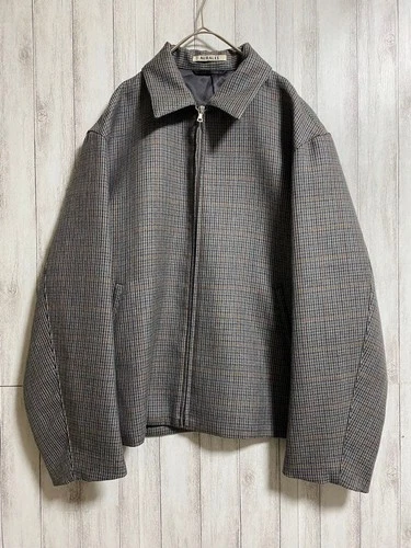 AURALEE Double Face Zip Blouson Size 3 Wool 100% Check Cupro Lined Made in Japan image 2