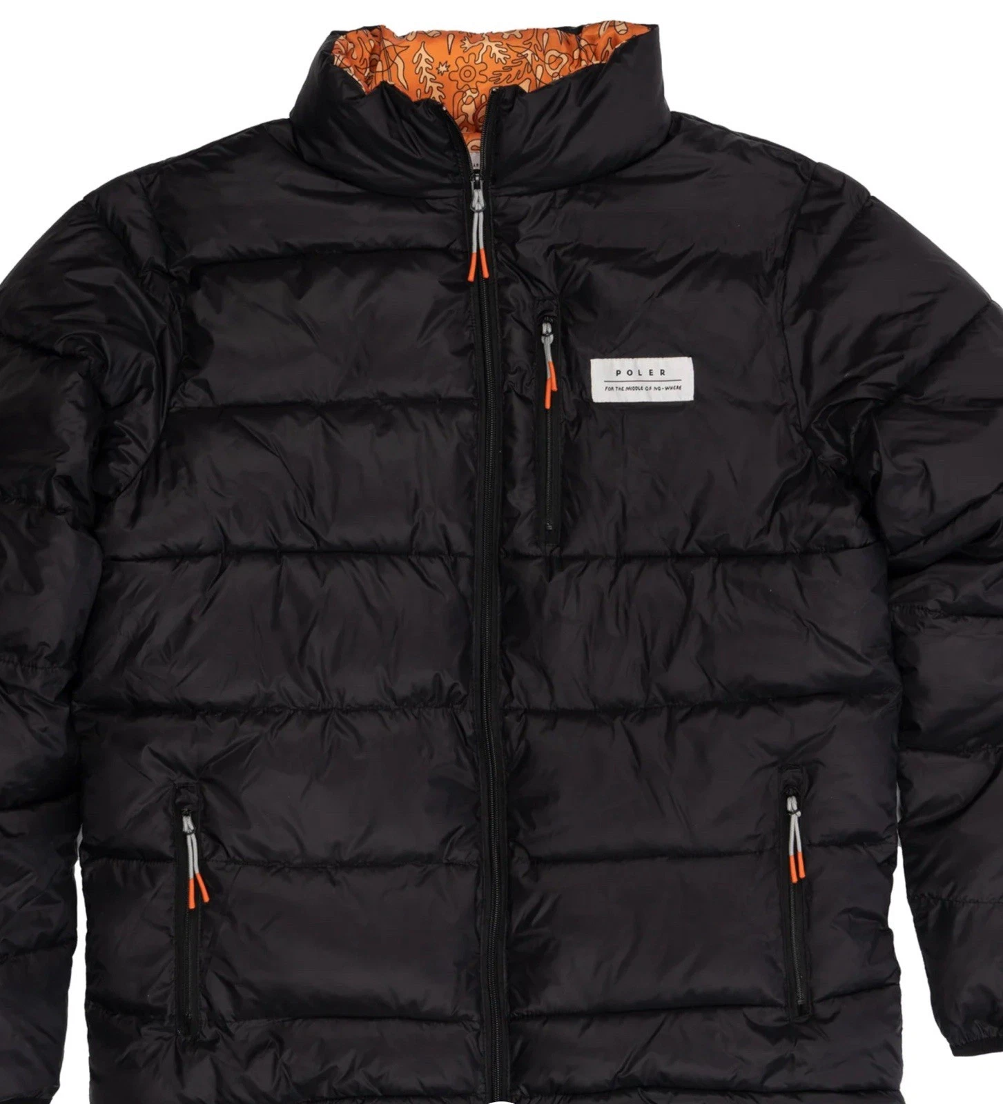 Mens Poler Yukon Jacket Black Puffer Size Medium Full Zip Jacket 48x29”