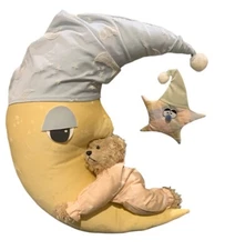 Large Crescent Moon Teddy Bear Baby Nursery Hanging Pillow SimplyStuffit 21”x17”