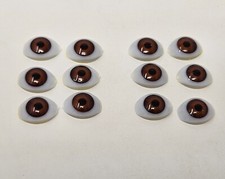 6 Pair VTG Zims 6mm Iris Realistic Brown Oval Plastic Human Dolly Eyes Crafts