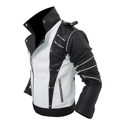 Mens Michael Jackson MJ Thriller Stylish Black White Music Real