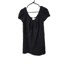 Juicy Couture Shift Dress Black Embroidered Short Sleeve Size 2