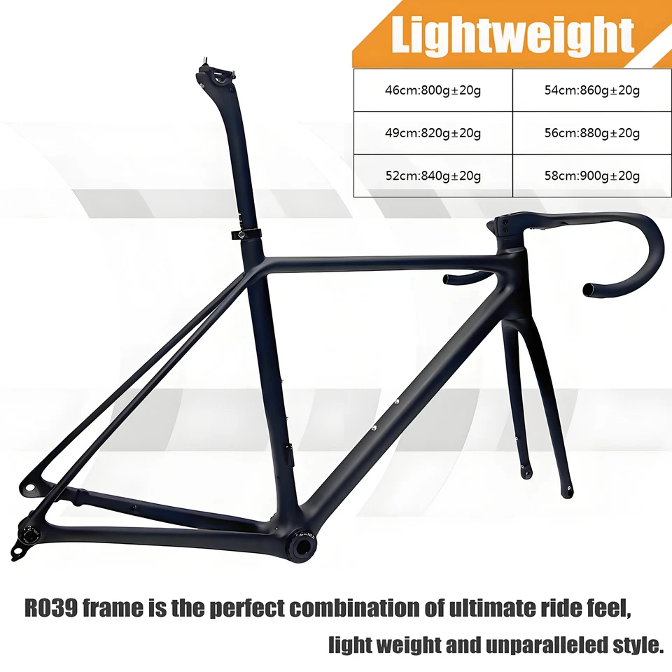 Airwolf T1200 Carbon Rennrad Rahmen Kohlefaser 700x32c Fahrrad 800g UDH - Bild 3 von 4