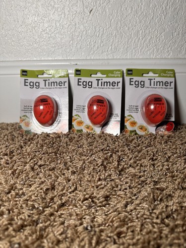 **PACK OF 3** Egg-Perfect Color Changing Egg Timer for Hard Boiled Eggs, Red