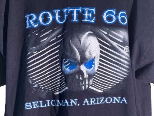 ROUTE 66 SELIGMAN, ARIZONA Alien Short Sleeve T-Shirt Black Large - Picture 2 of 5