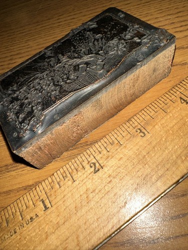 Print Block “ Beautiful Flowers in Basket ” Copper Face, Nice Details! - Picture 5 of 16