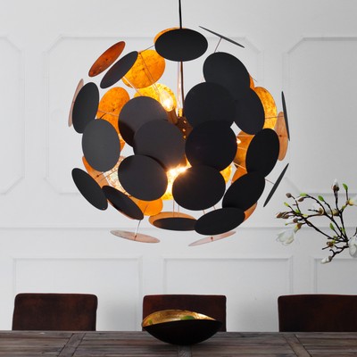 Hängeleuchte INFINITY HOME - 70cm - schwarz - gold - kugelförmig - Pendelleuchte