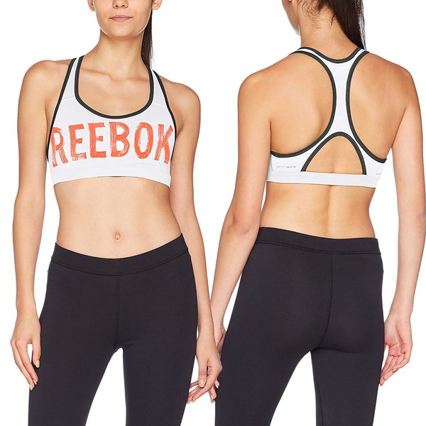 Reebok Hero Racer Brand Bra Damen Sport Bh Bustier Top Gr. 2XS Weiß Neu-image