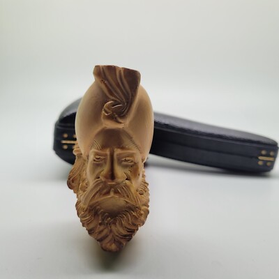 Darkend Sultan Block Meerschaumpfeife handgeschnitzt mit Lederbox #1560