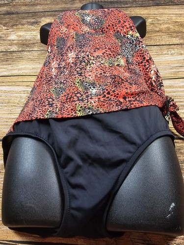 VTG Maxine Of Hollywood Sz 10 One Piece Tankini Swimsuit Animal Print Red Black - Picture 2 of 11