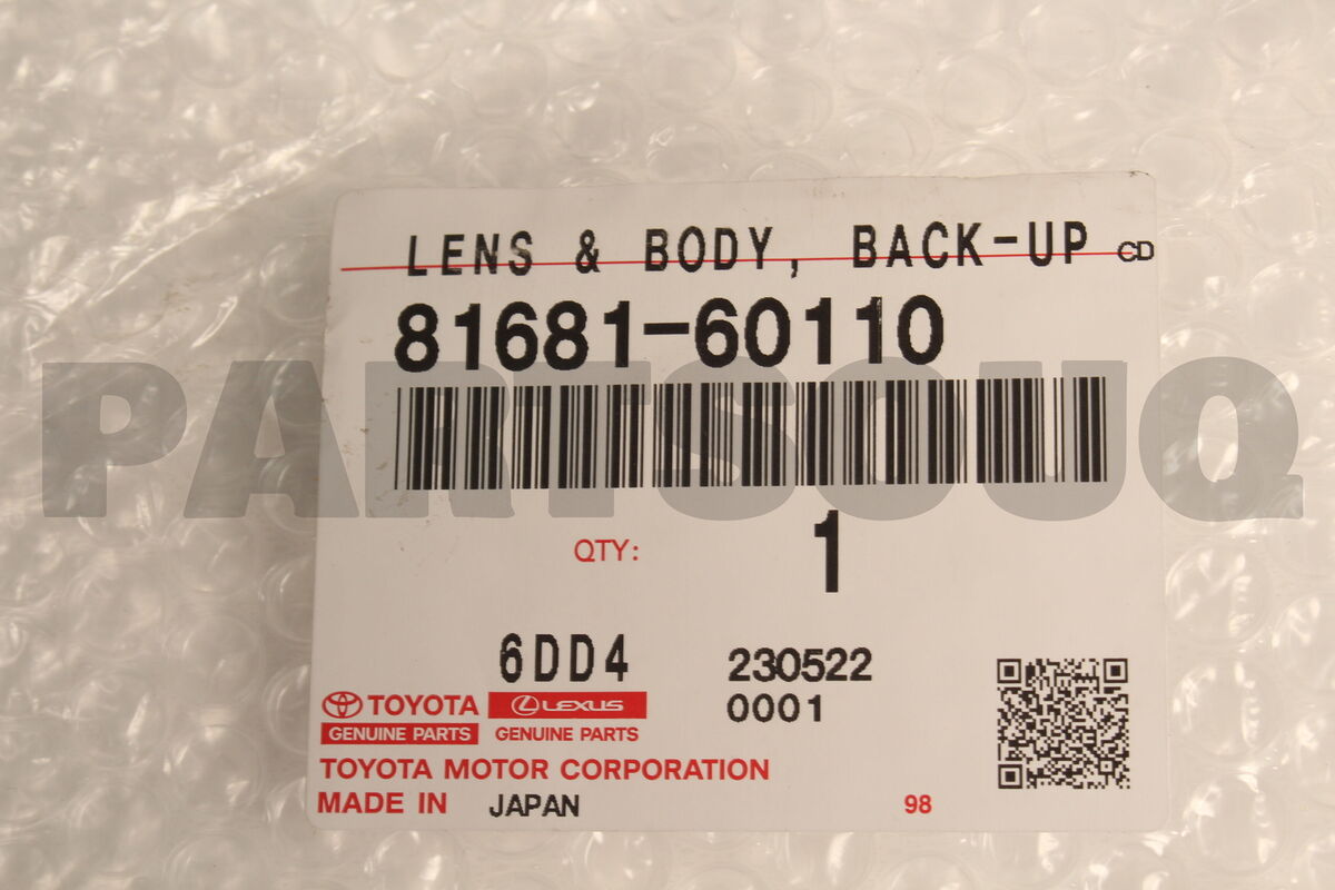 8168160110 Genuine Toyota LENS & BODY, BACK-UP LAMP, LH