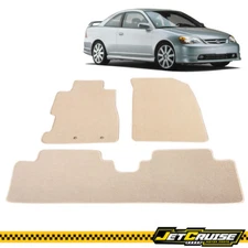 Fits 01-05 Honda Civic Nylon Car Floor Mats Front Rear Beige Carpet Liner 3PCS