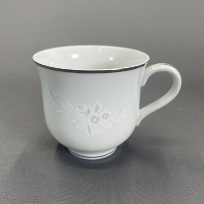 Sango Cantata Coffee Tea Cups 3 1/8'' Replacements Flared Rim White Floral