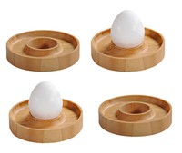 4X Eierbecher Bambus Fsc Ø10Cm Rund Eierhalter EierbehäLter EierstäNder Holz 56