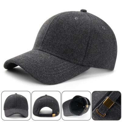 Men's Wool Blend Baseball Cap Adjustable Warm Golf Hat Autumn Felt Snapback Caps