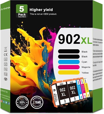 902XL BCYM Printer Ink Combo for HP Officejet Pro 6951 6958 6960 6968 - 5 pack