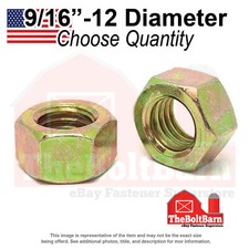 9/16"-12 Grade L-9 Finished Hex Nuts Zinc Yellow Coarse USA Made (Pick Quantity)